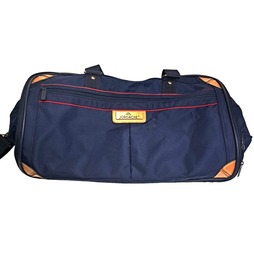 Vtg Jordache Carry On Duffle Bag 19x11x7 Sturdy Overnight Travel Luggage Blue